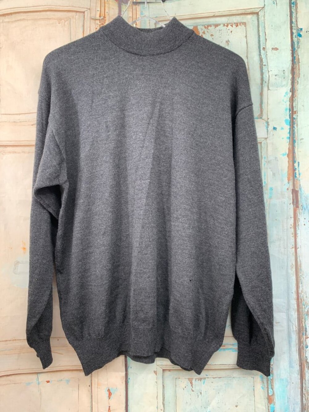 Paolo Demondo Mens Wool Gray Sweater L Mock Neck Made In Italy